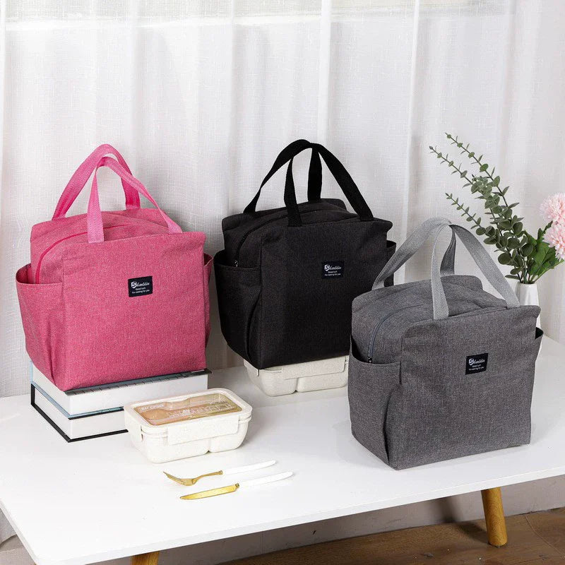 Portable Double Pocket Insulated Bento Bag — Aluminum Foil Lunch Bag for Work & School