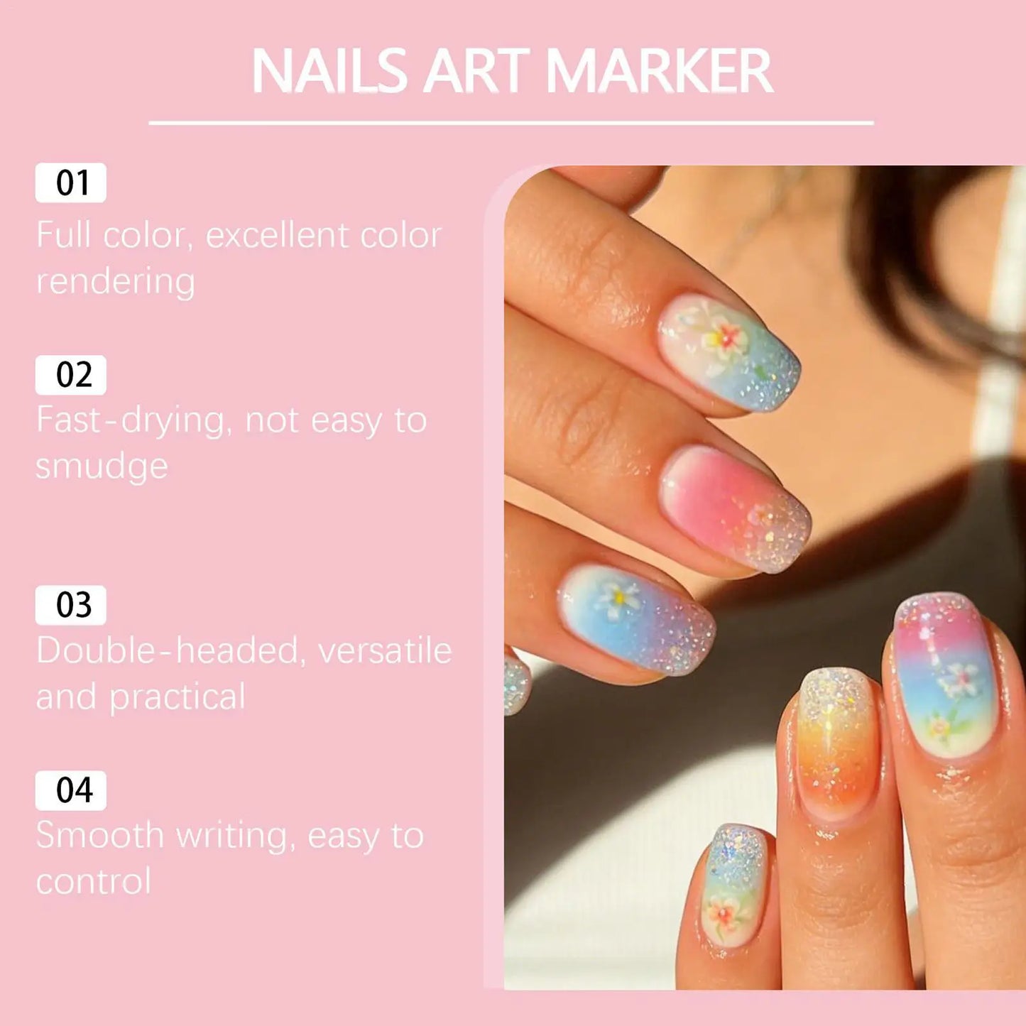 12 Colors Nail Polish Pens — Dual-Ended Quick Dry Nail Art Markers
