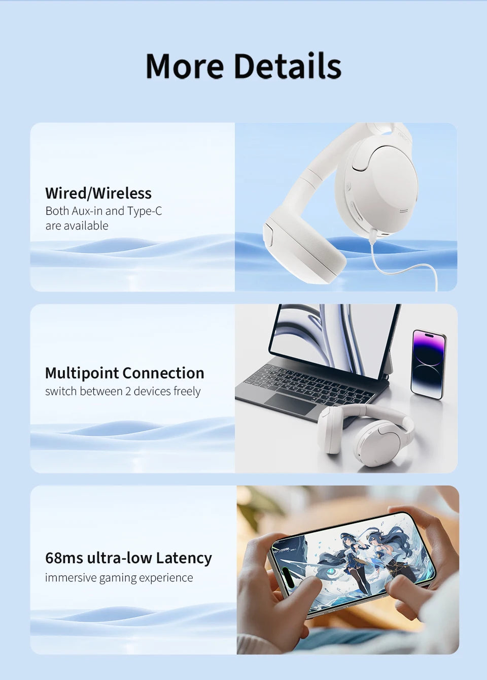 QCY H3 Lite ANC Wireless Headphones — Bluetooth 5.3, 60H Battery, Active Noise Cancelling