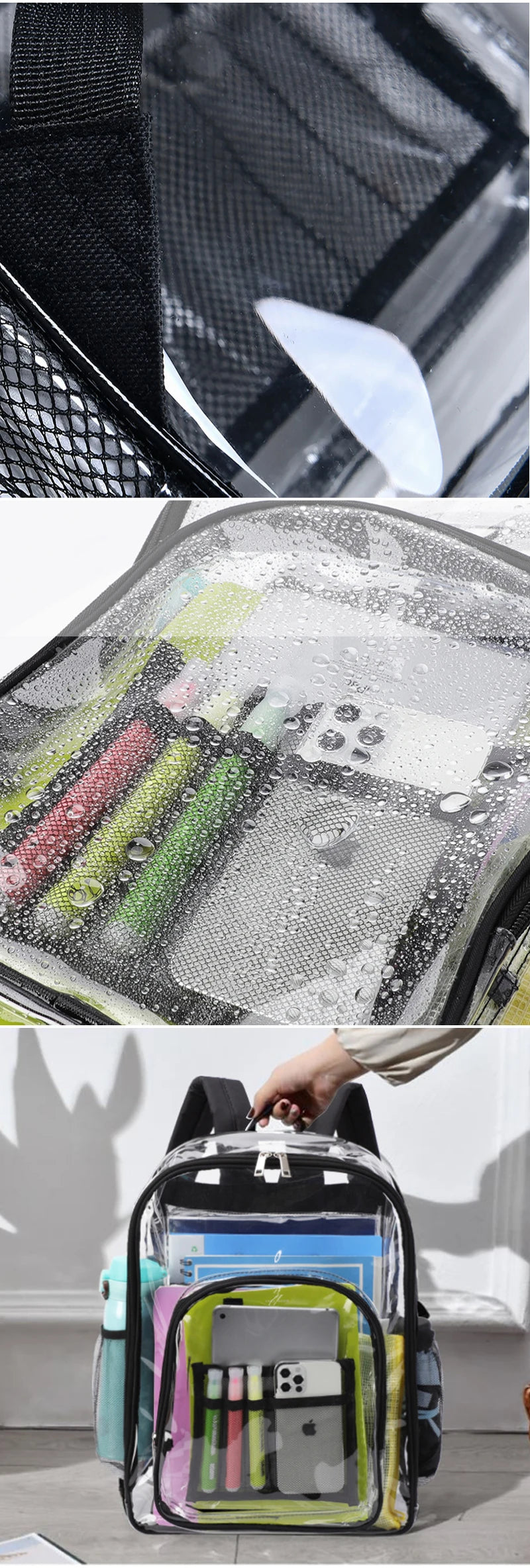 Clear PVC Transparent Backpack – Unisex Large Capacity Waterproof Shoulder Bag