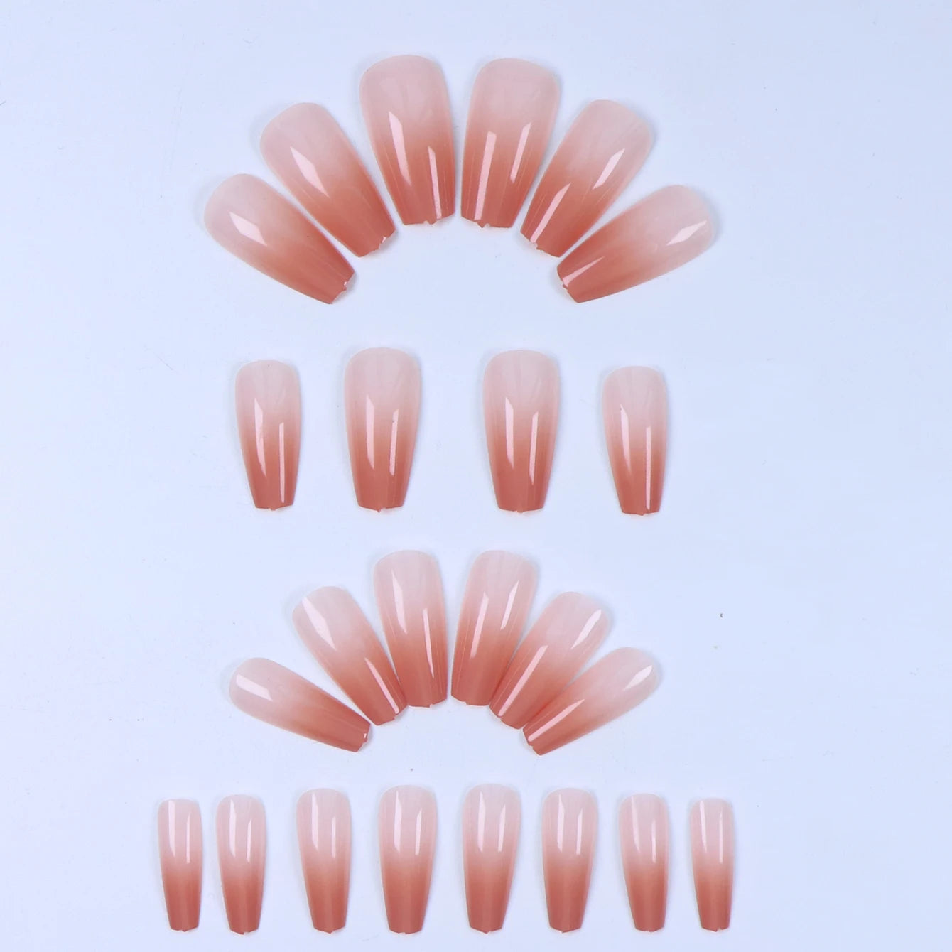 24-Piece Short Square Press-On Nails – Pinkish-White Gradient with Nail Glue & File Kit