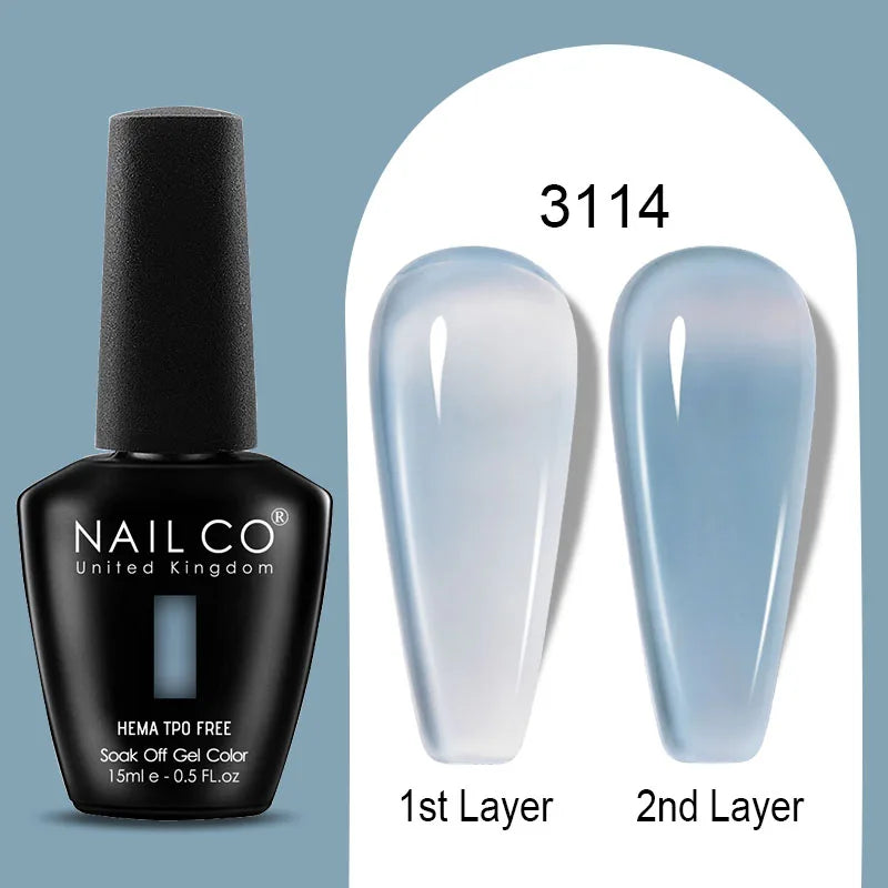 NAILCO Jelly Gel Nail Polish | HEMA-Free Soak Off UV LED Semi-Permanent Gel Varnish — 70 Colors