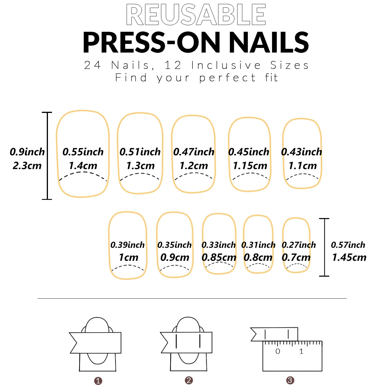24-Piece Short Square Press-On Nails – Pinkish-White Gradient with Nail Glue & File Kit