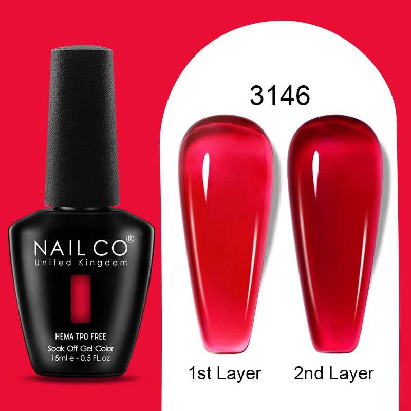 NAILCO Jelly Gel Nail Polish | HEMA-Free Soak Off UV LED Semi-Permanent Gel Varnish — 70 Colors