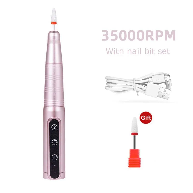 35000RPM Wireless Rechargeable Nail Drill Pen — Portable Electric Manicure Machine