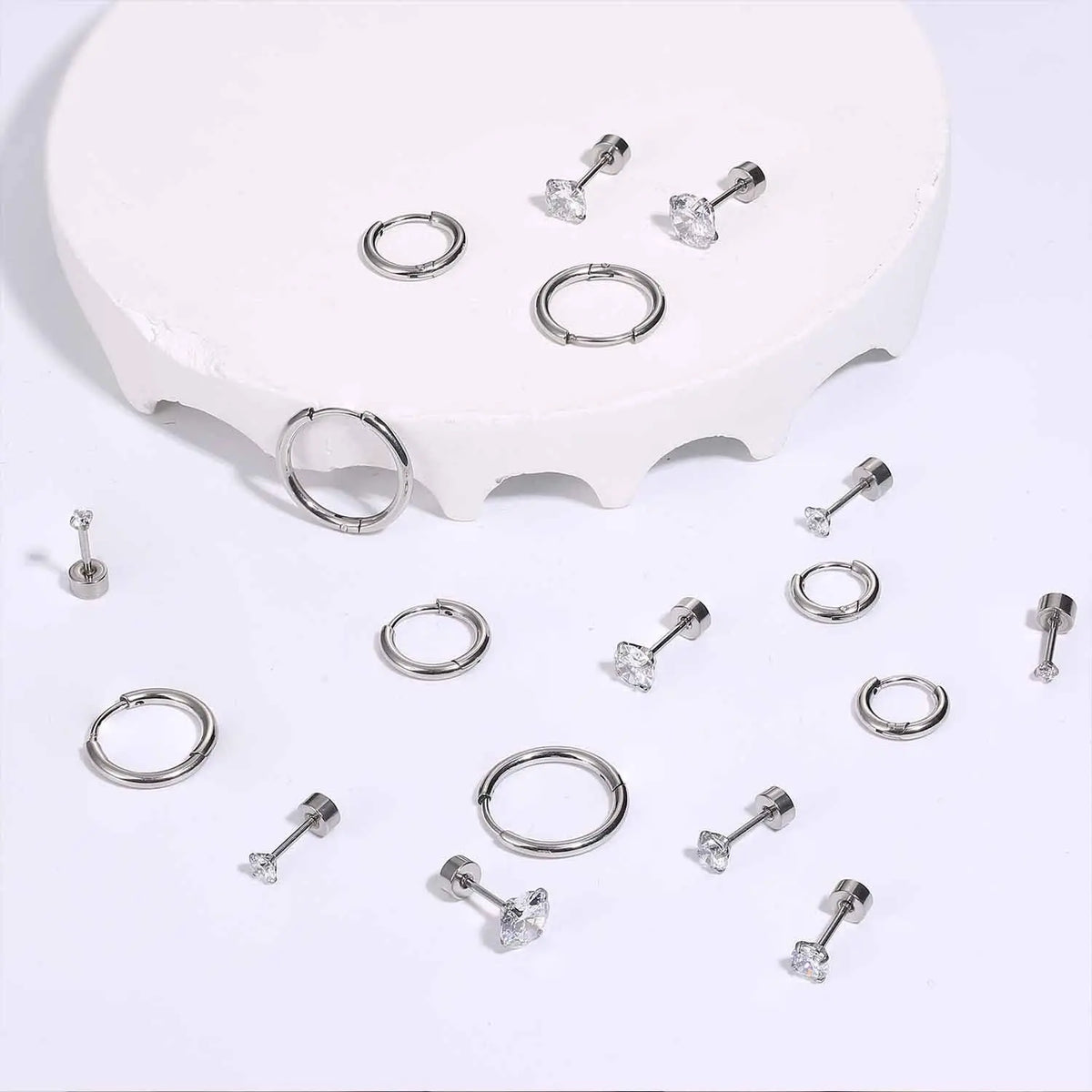9 Pairs Cartilage Earrings Tiny Stud Earring for Women Stainless Steel Small Huggie Hoop Earrings Set Sets for Multiple Piercing
