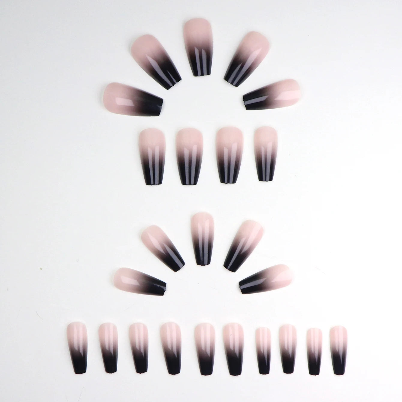 24-Piece Short Square Press-On Nails – Pinkish-White Gradient with Nail Glue & File Kit