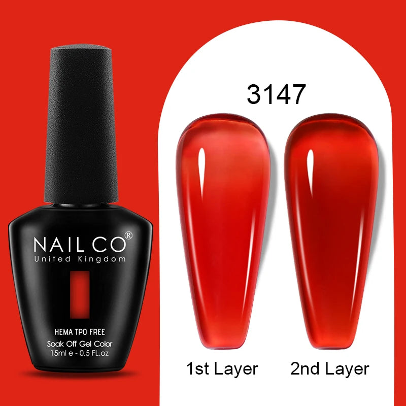 NAILCO Jelly Gel Nail Polish | HEMA-Free Soak Off UV LED Semi-Permanent Gel Varnish — 70 Colors