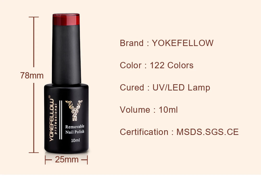 YOKEFELLOW 6-Piece Gel Nail Polish Set | Fall & Winter Seasonal Colors | UV/LED Semi-Permanent Gel Varnish