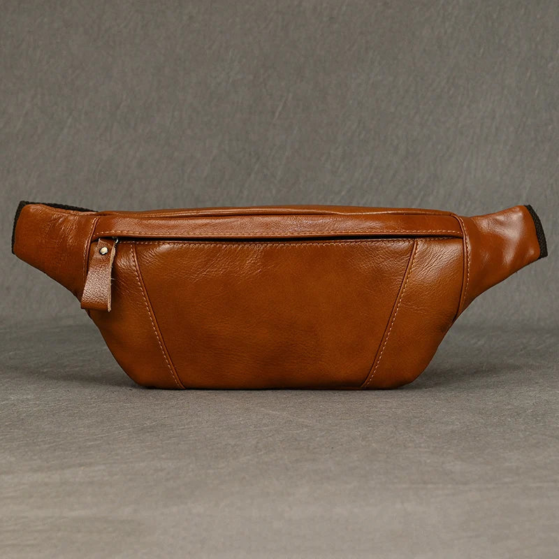 Newsbirds Men's Genuine Leather Chest Bag — Vintage Crossbody Sling & Outdoor Belt Pouch