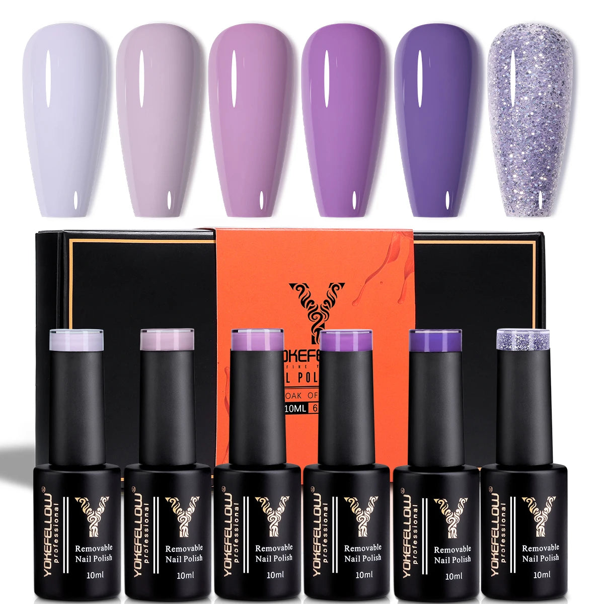 YOKEFELLOW 6-Piece Gel Nail Polish Set | Fall & Winter Seasonal Colors | UV/LED Semi-Permanent Gel Varnish