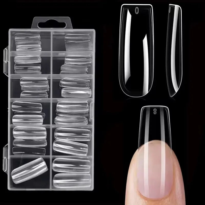 120Pcs Clear Full Cover Nail Tips | 7 Shapes for UV Gel Extensions