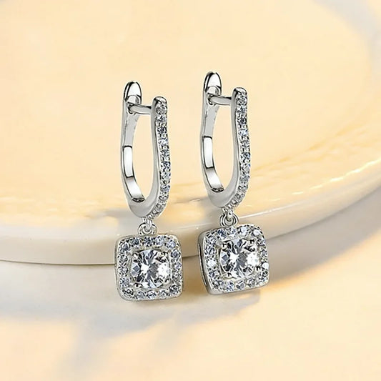 925 Silver Needle CZ Hopps Earrings for Women Fashion Sparkling Cubic Zirconia Drop Earrings Luxury Engagement Jewelry Gifts