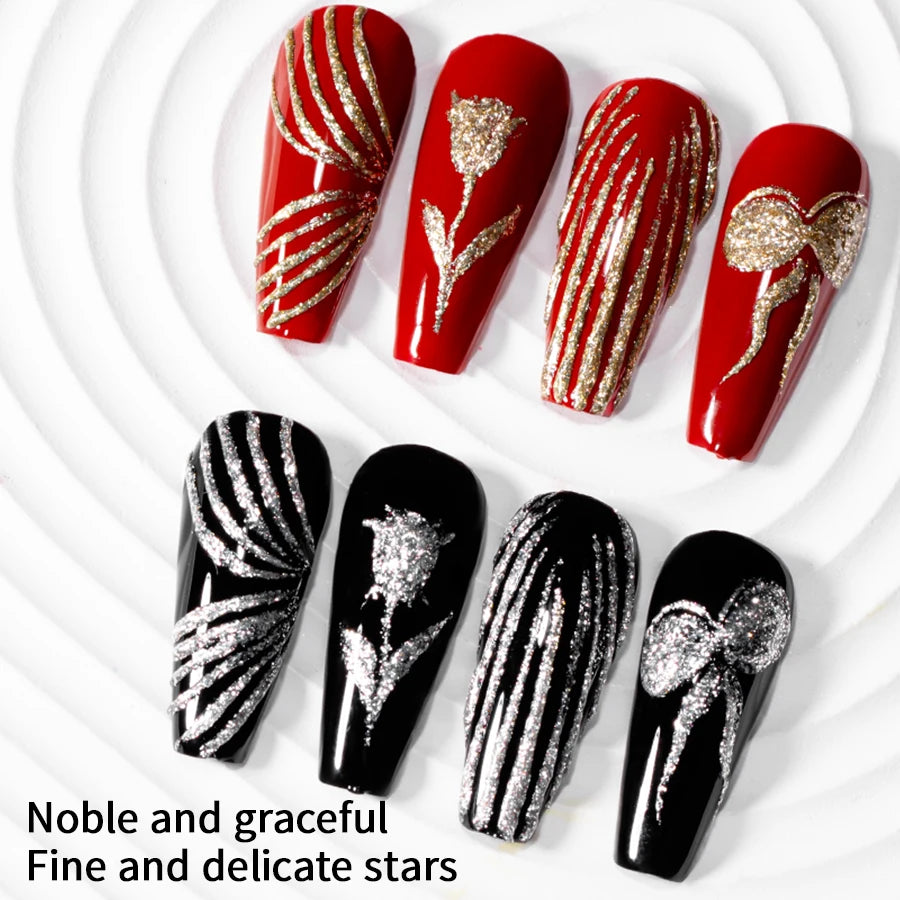 RS NAIL 5g No-Wipe Platinum Gel Polish – Reflective Metallic Sparkle | Golden & Silver