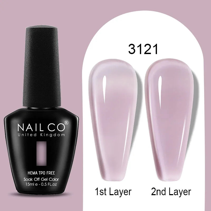 NAILCO Jelly Gel Nail Polish | HEMA-Free Soak Off UV LED Semi-Permanent Gel Varnish — 70 Colors