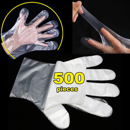Disposable PE Food-Grade Transparent Gloves – Latex-Free, Powder-Free | 100, 200, 300 & 500 Pack | Kitchen, Restaurant & Medical Use