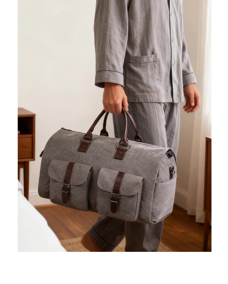 2-in-1 PU Leather Hanging Luggage Suit & Duffle Bag for Men | Waterproof Business Travel Bag | 5 Colors