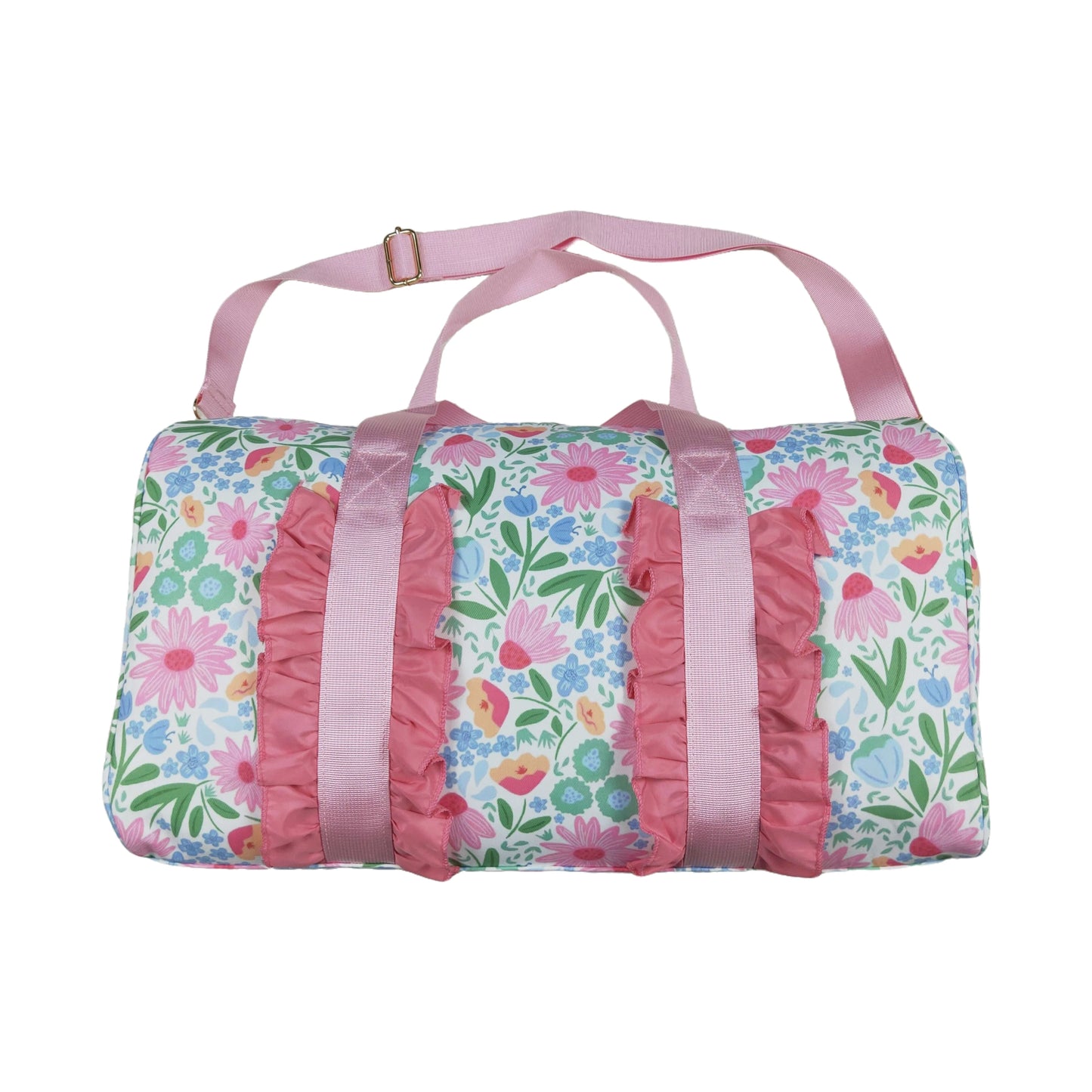 Floral Ruffle Duffle Bag | Large Capacity Sports & Overnight Bag for Kids & Adults