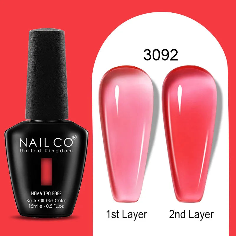 NAILCO Jelly Gel Nail Polish | HEMA-Free Soak Off UV LED Semi-Permanent Gel Varnish — 70 Colors