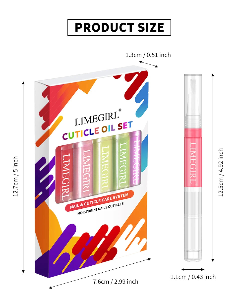 LIMEGIRL 6PCS Nail Care Nutritional Cuticle Oil Pen Gift Box Set for Nail Polish Nutrition Oil Dead Skin Crack Care Nail Set