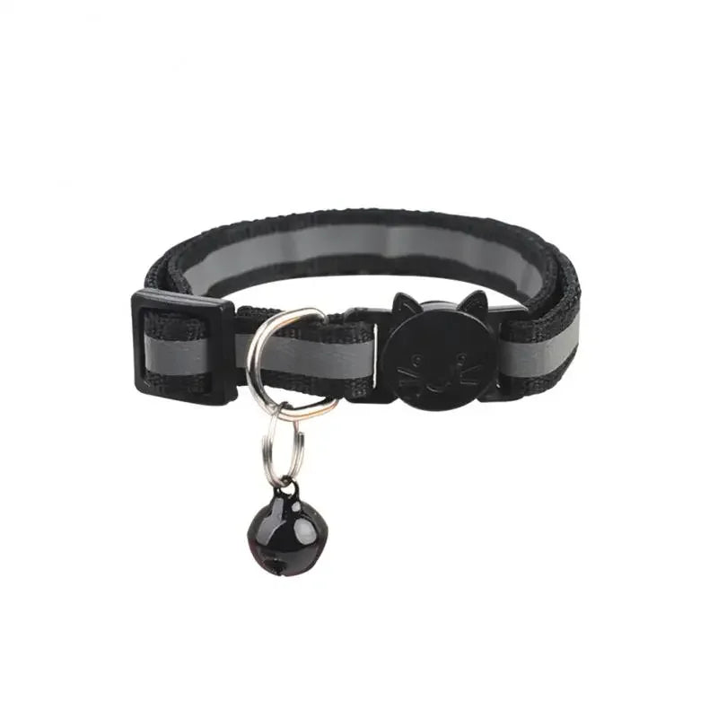 Reflective Pet Collar Cat And Dog Safety Buckle With Bell Nylon Buckle Adjustable Collar Night Safety Cartoon Pet Accessories