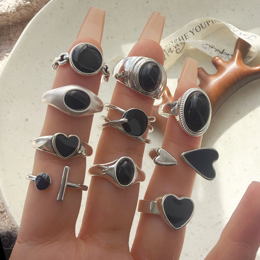 925 Sterling Silver Adjustable Stone Ring – Handmade Gemstone Band for Women