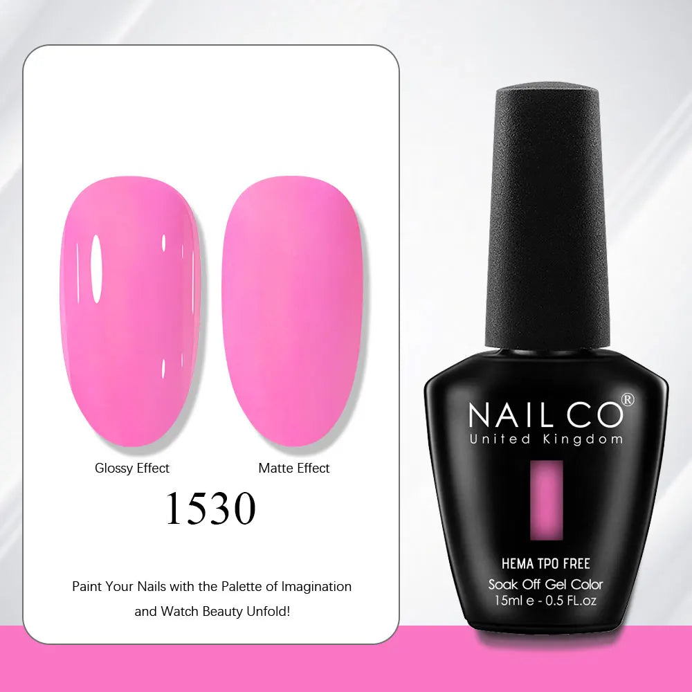 NAILCO Gel Nail Polish 15ml | 333 Colors UV/LED Soak-Off Semi-Permanent Gel Varnish | Long-Lasting Natural Resin Formula