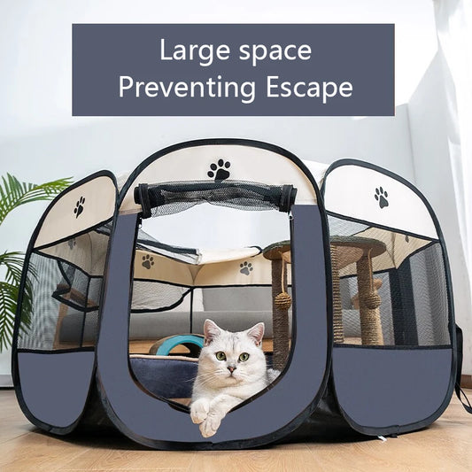 Portable Foldable Pet Tent Kennel Octagonal Pet Tent Foldable Portable Oxford Cloth Cat and Dog Nest Home Furnishings