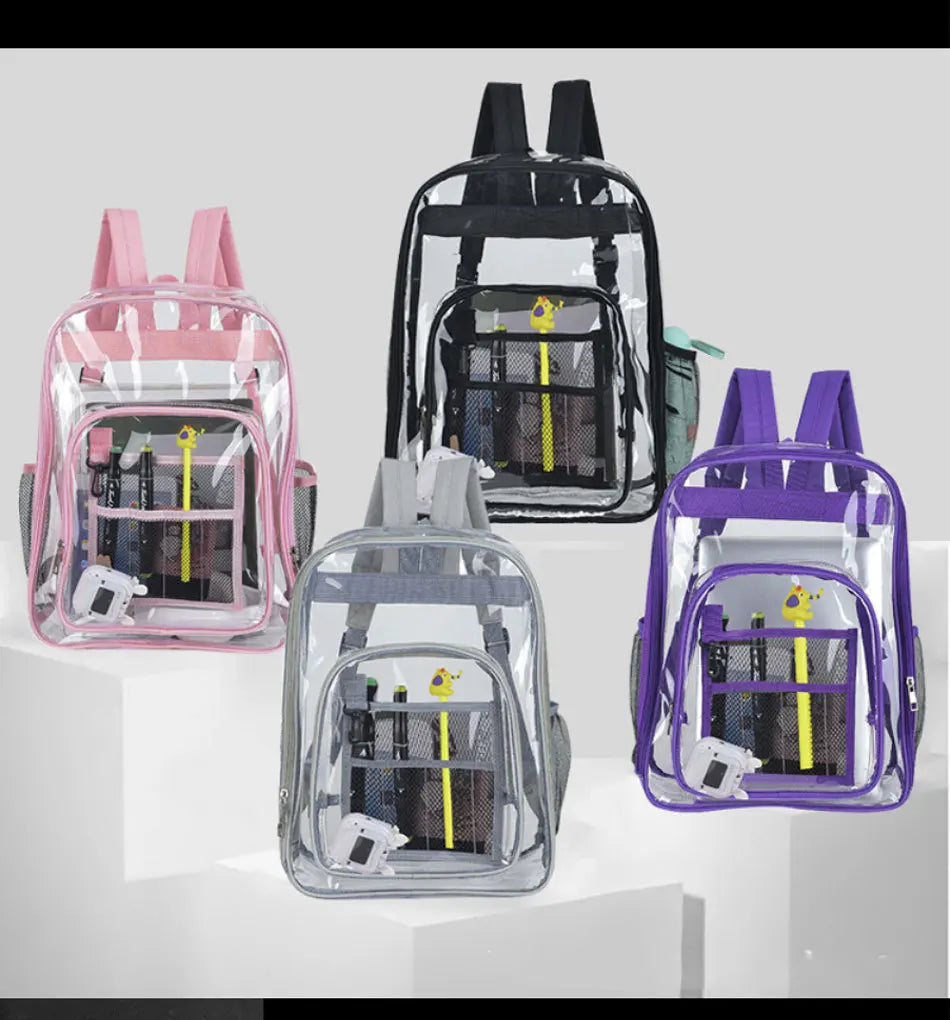 Large Capacity Transparent PVC Backpack – Waterproof School & Travel Bag for Students