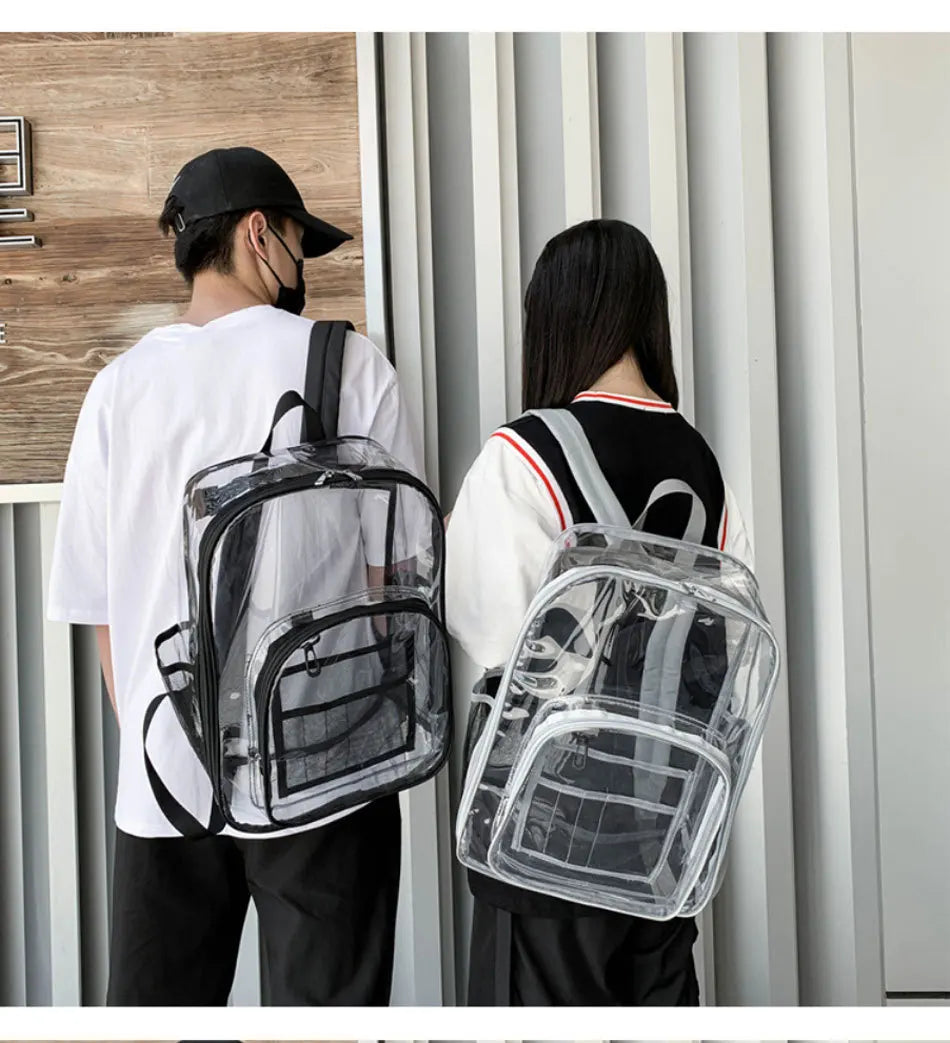 Large Capacity Transparent PVC Backpack – Waterproof School & Travel Bag for Students