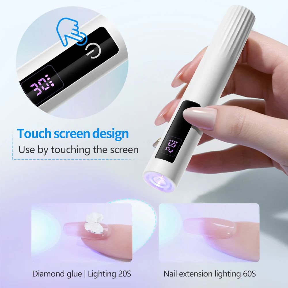 Timerable Nail UV LED Dryer Touch Lamp Rechargeable Flashlight UV Light Drying Nails Gel Polish Lamps Quick Drying Cure Tools