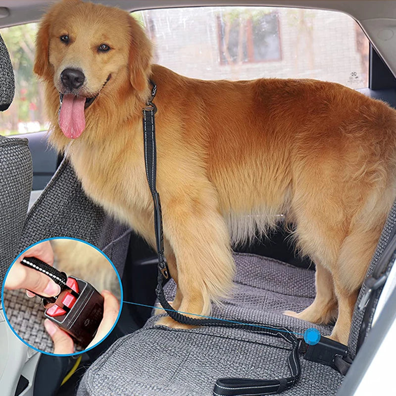 Adjustable Pet Dog Nylon reflective multi-functional retractable dog leash Car Seat Belt Cushioning Retractable Reflectivenylon