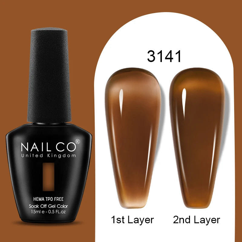 NAILCO Jelly Gel Nail Polish | HEMA-Free Soak Off UV LED Semi-Permanent Gel Varnish — 70 Colors