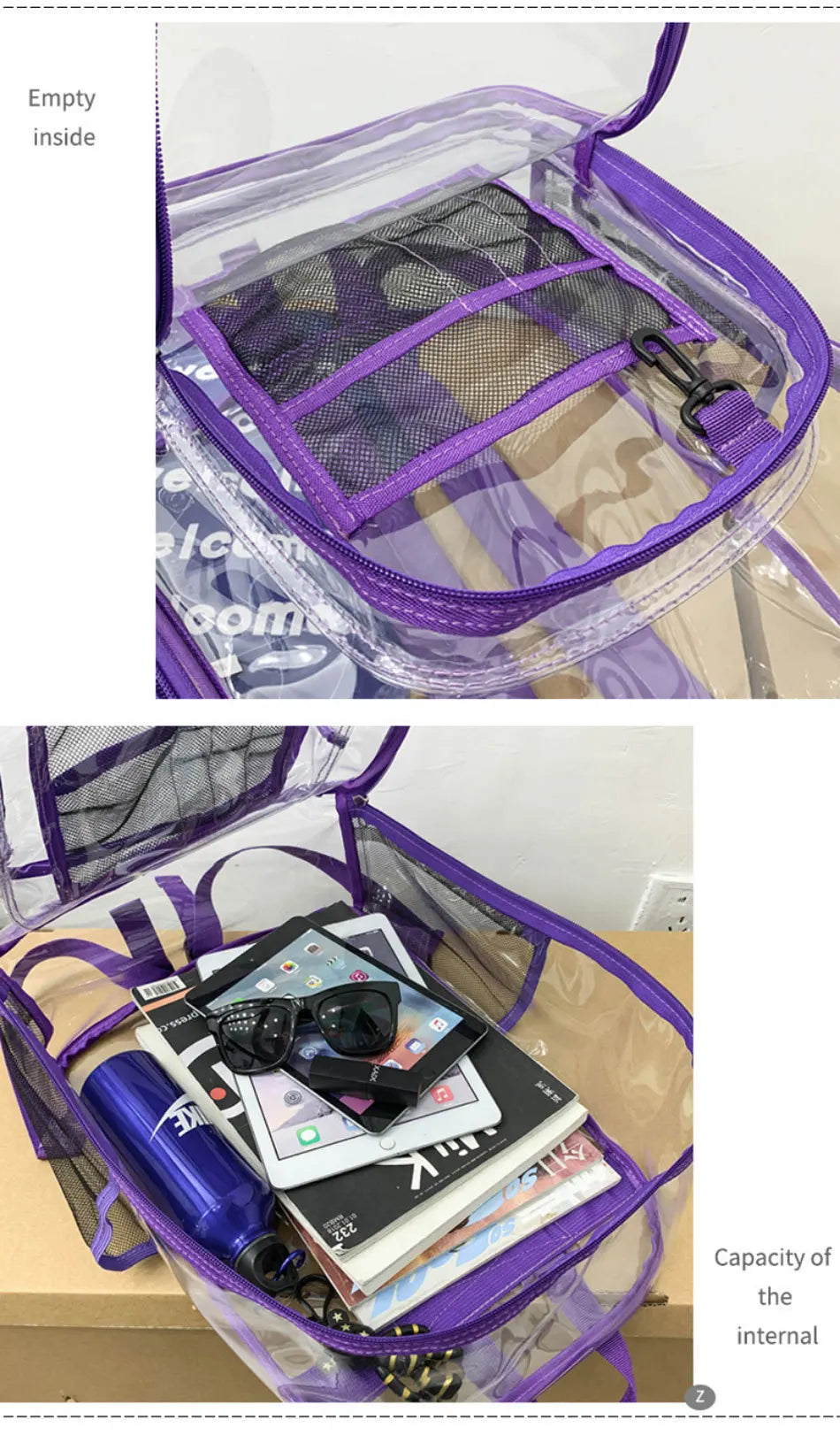 Large Capacity Transparent PVC Backpack – Waterproof School & Travel Bag for Students