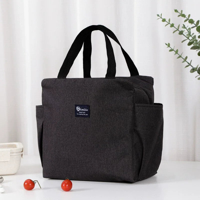 Portable Double Pocket Insulated Bento Bag — Aluminum Foil Lunch Bag for Work & School