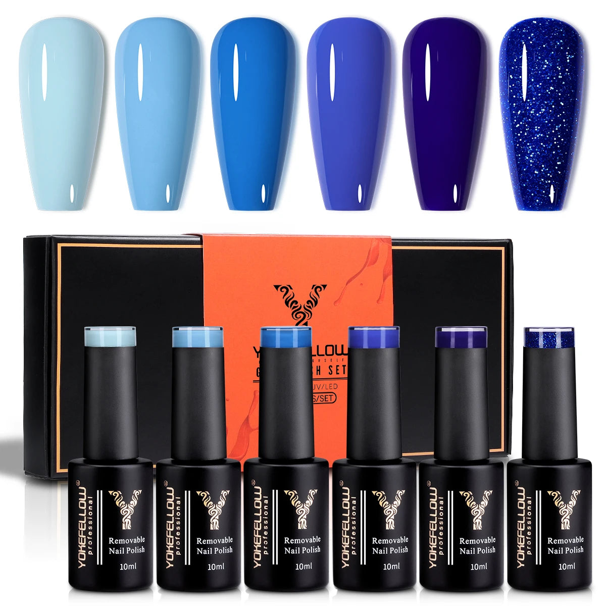 YOKEFELLOW 6-Piece Gel Nail Polish Set | Fall & Winter Seasonal Colors | UV/LED Semi-Permanent Gel Varnish