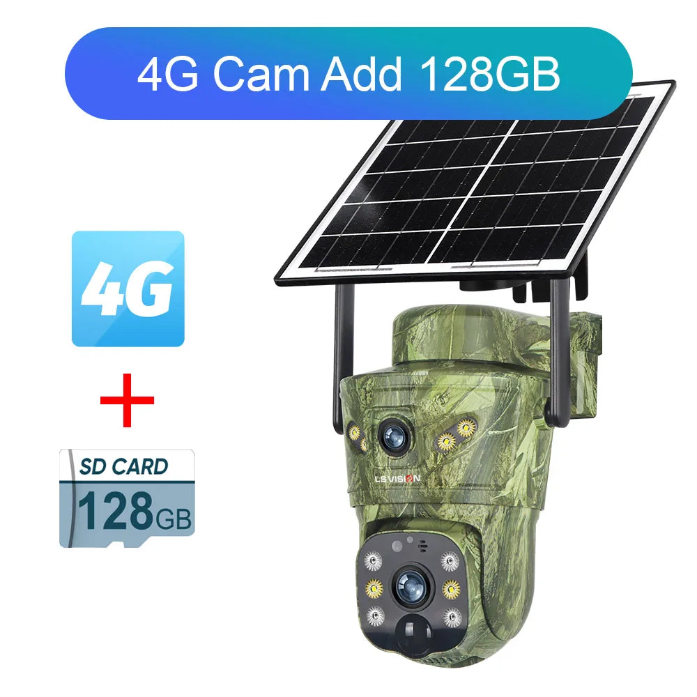 LS VISION 4K Dual Screen 4G Solar Hunting Camera Outdoor WiFi PTZ Human/Animal Detection 2-Way Talk Waterproof Security Cameras
