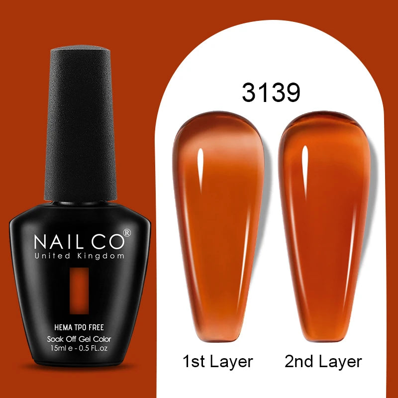 NAILCO Jelly Gel Nail Polish | HEMA-Free Soak Off UV LED Semi-Permanent Gel Varnish — 70 Colors