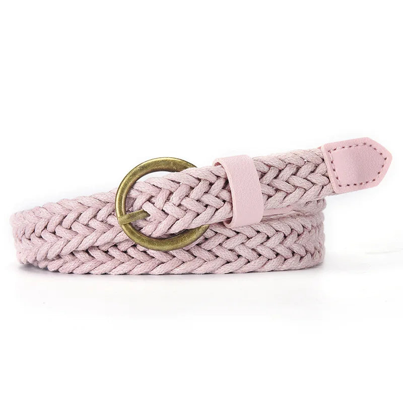 1.8x105cm Fashion Woven Thin Belt Vintage Jeans Dress Accessories Simple Pin Buckle Waistband for Women