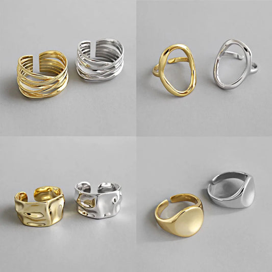 925 Sterling Silver Hollow Out Ring – Resizable Opening Band for Women