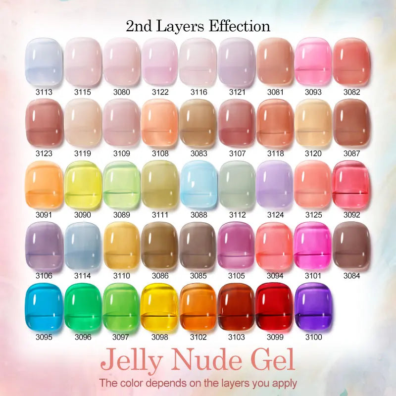 NAILCO Jelly Gel Nail Polish | HEMA-Free Soak Off UV LED Semi-Permanent Gel Varnish — 70 Colors