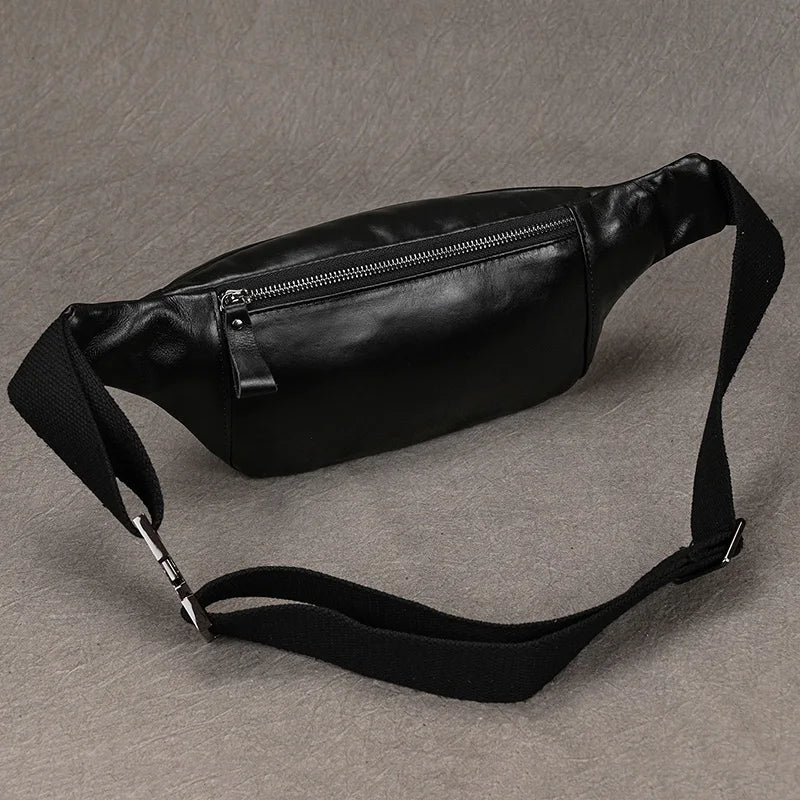 Newsbirds Men's Genuine Leather Chest Bag — Vintage Crossbody Sling & Outdoor Belt Pouch
