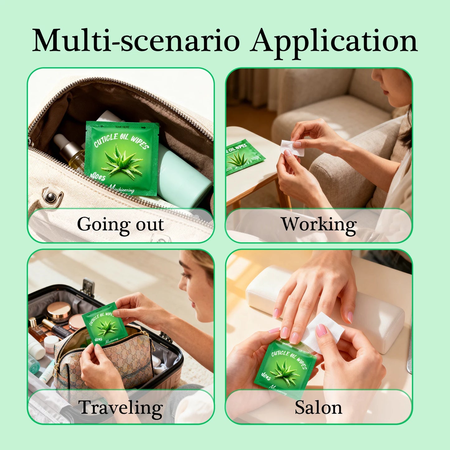 Mini Disposable Cuticle Oil Wipes | 100 Pcs | 6 Scents | Daily Nail & Cuticle Care