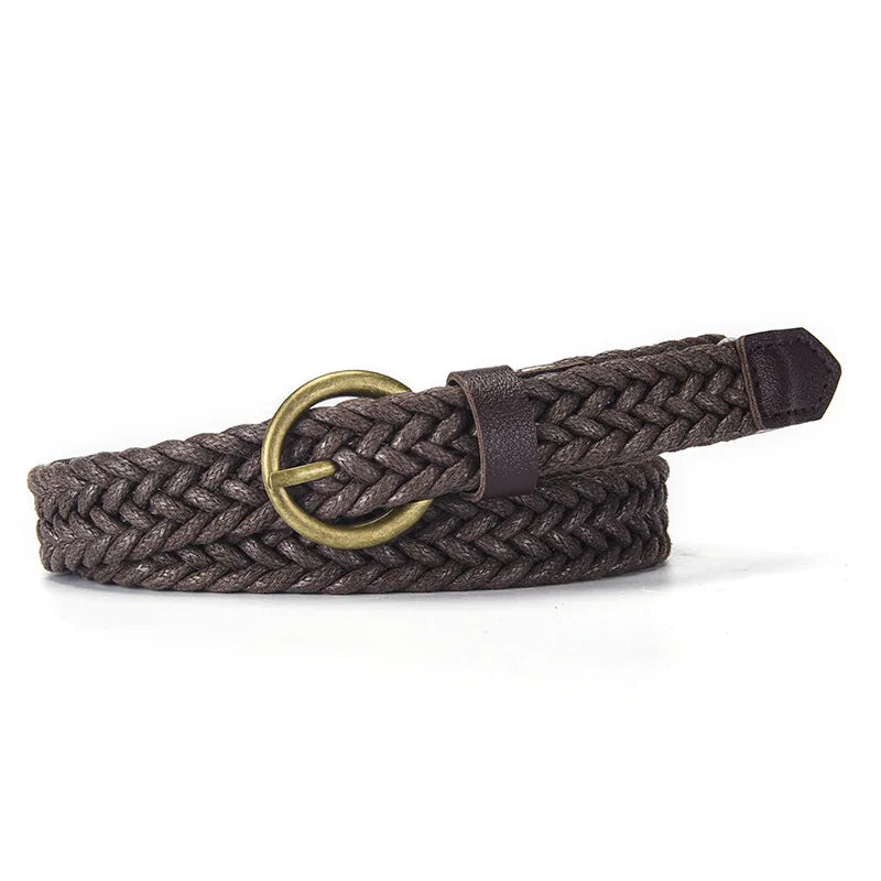 1.8x105cm Fashion Woven Thin Belt Vintage Jeans Dress Accessories Simple Pin Buckle Waistband for Women
