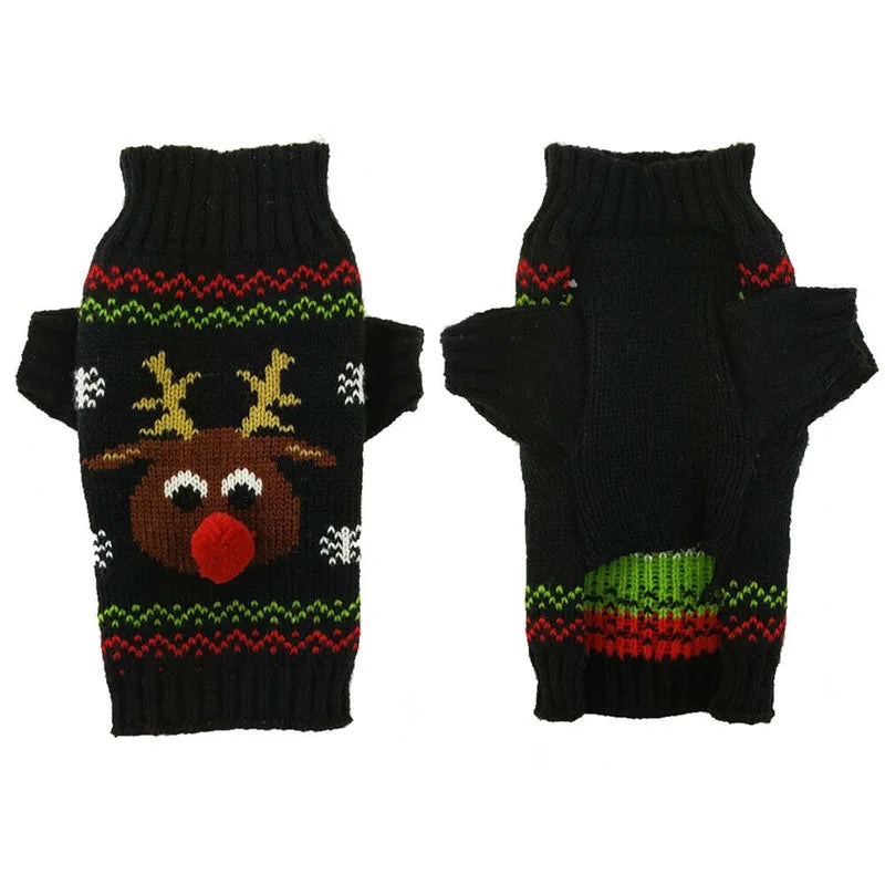 Christmas Dog Sweater Cute Cartoon Reindeer Xmas Pet Costume Puppy Cat Warm Clothes For Small Dogs Chihuahua Pug Winter Clothing