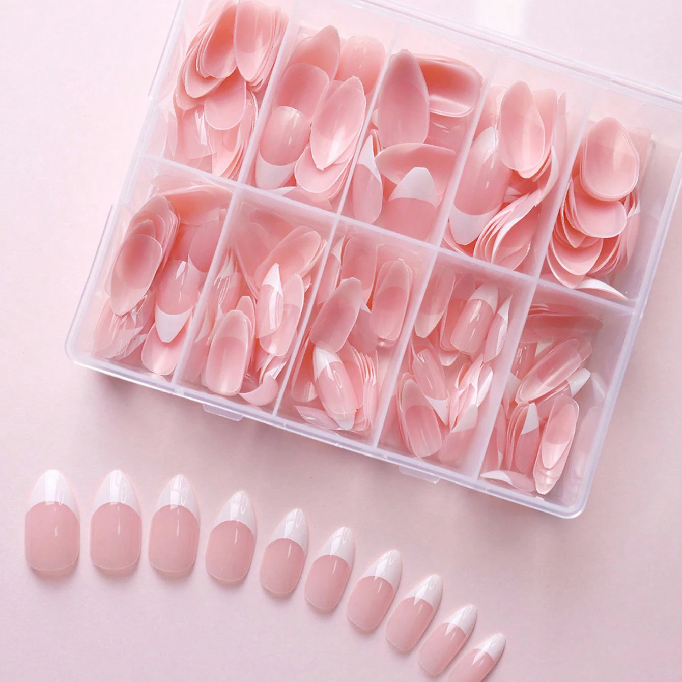 Nude Pink Almond French Press On Nails — 150/360pcs