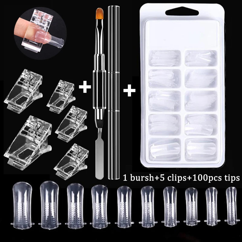 100Pcs Acrylic Nail Tips Kit — UV Gel False Nails DIY Manicure Set