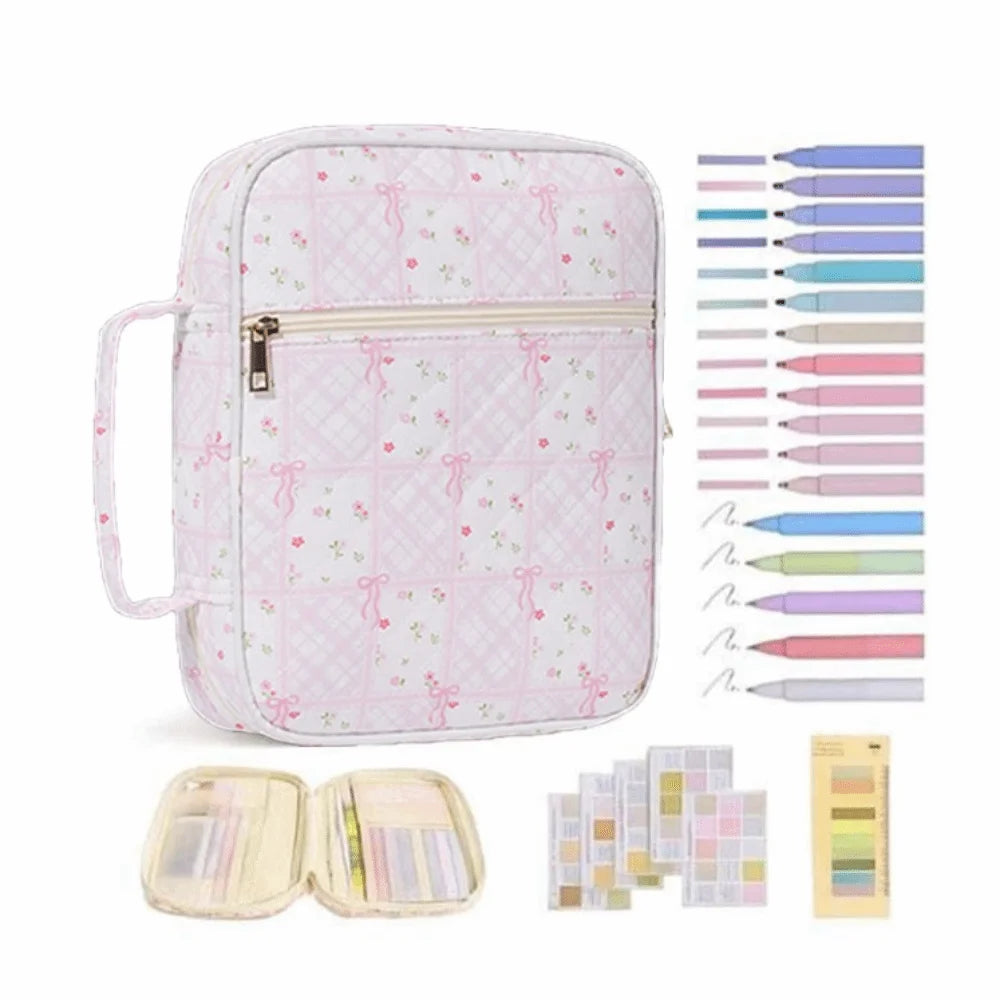 Floral Quilted Bible Cover Bag – Zipper, Handle & Optional Accessories | 9 Styles