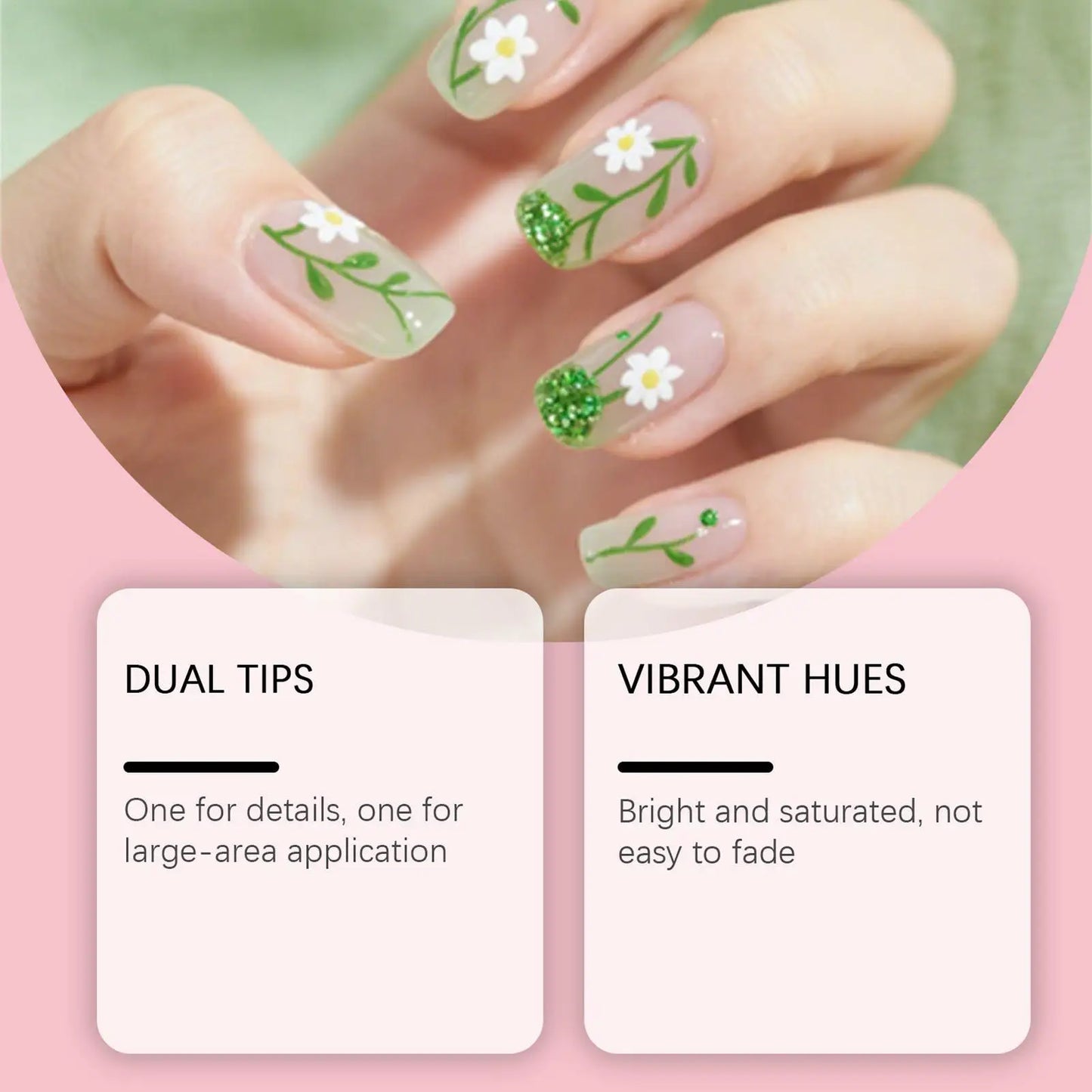 12 Colors Nail Polish Pens — Dual-Ended Quick Dry Nail Art Markers