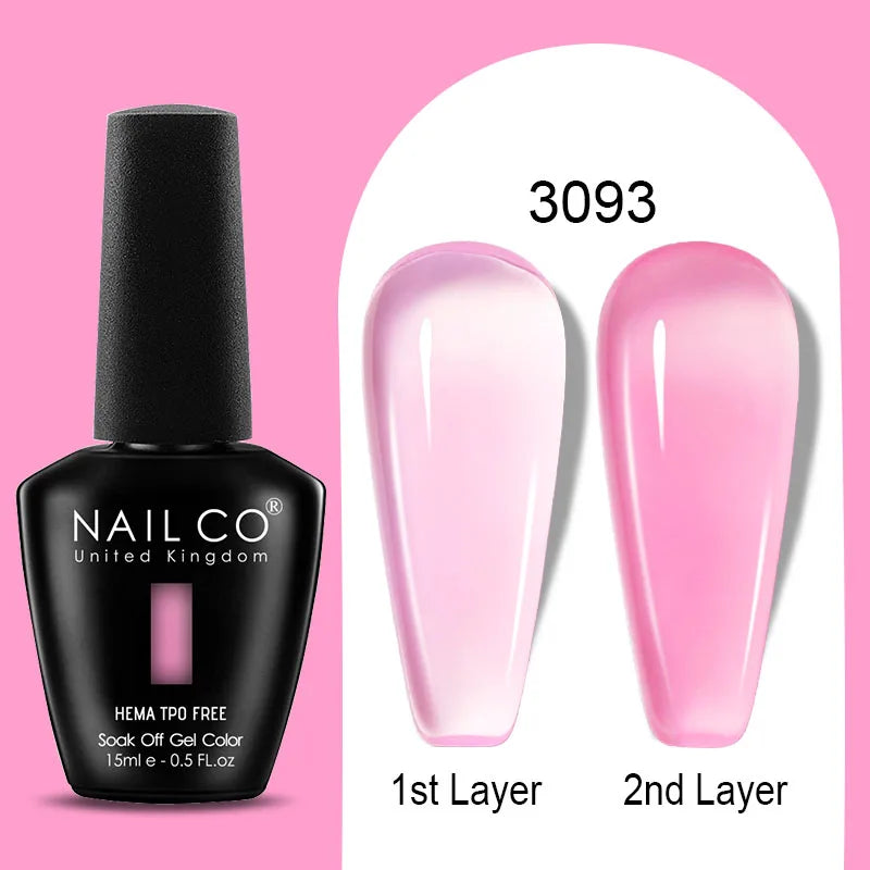 NAILCO Jelly Gel Nail Polish | HEMA-Free Soak Off UV LED Semi-Permanent Gel Varnish — 70 Colors